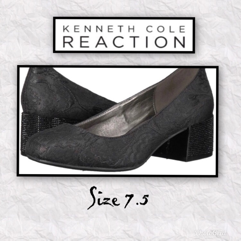 EUC KENNETH COLE REACTION BLACK ROUND TOE PUMP